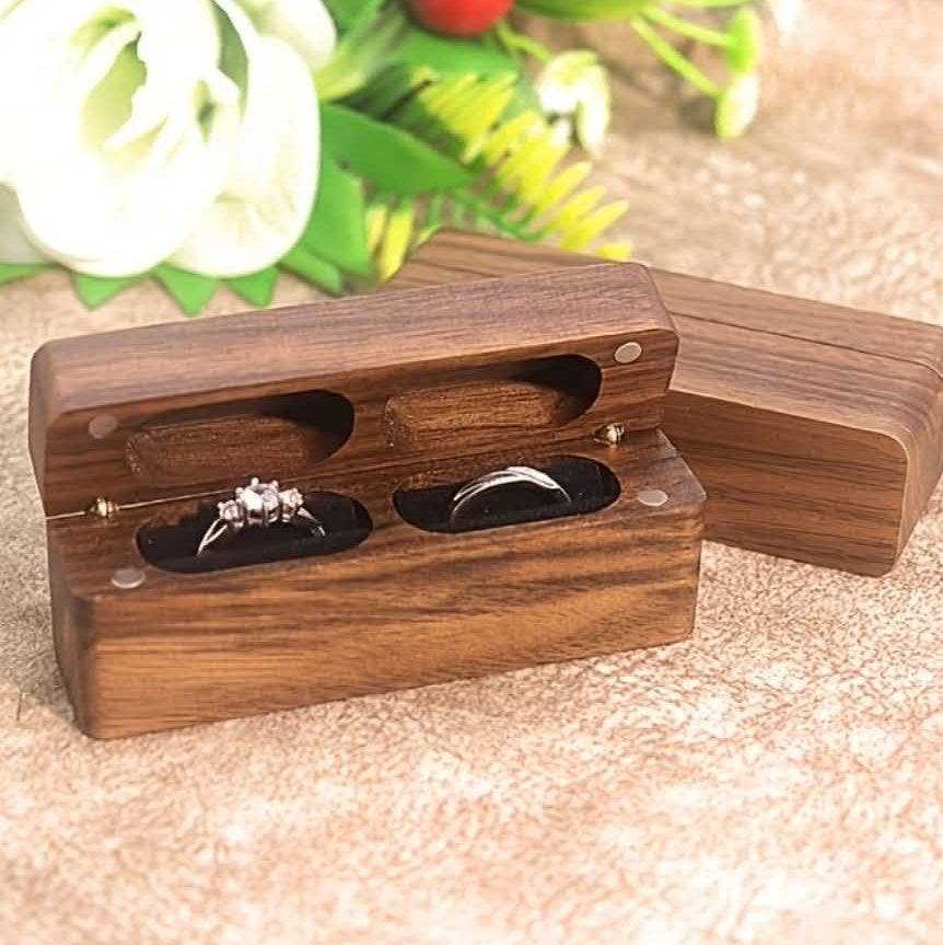 Personalised Engraved Oak Wedding Ring Box – Double Ring Holder