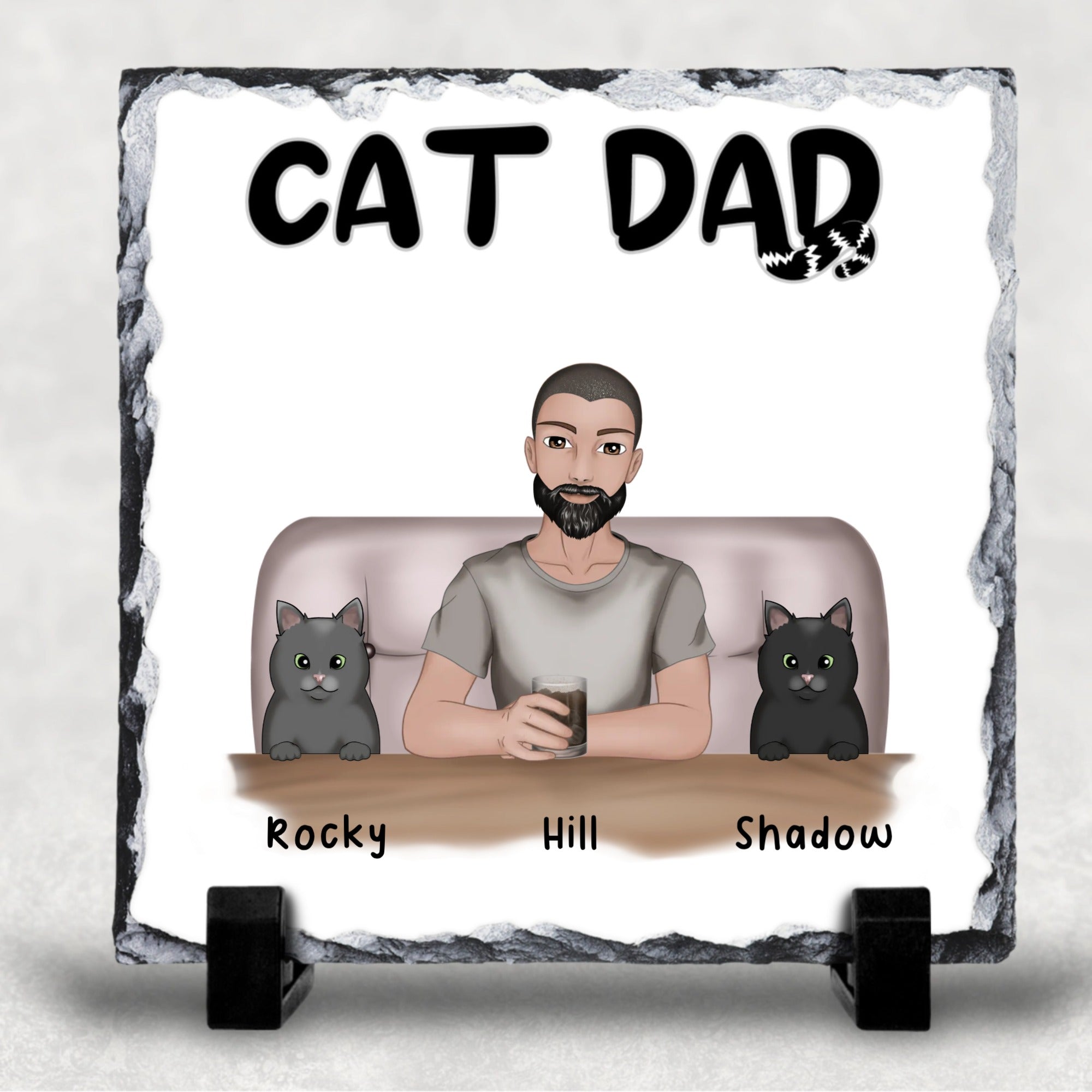 Cat Dad Customised With Up To Four Cats Personalised Character Slate