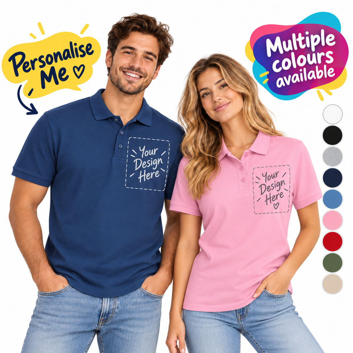 Custom RX101 Polycotton Polo Shirts – Personalised Logo Printing