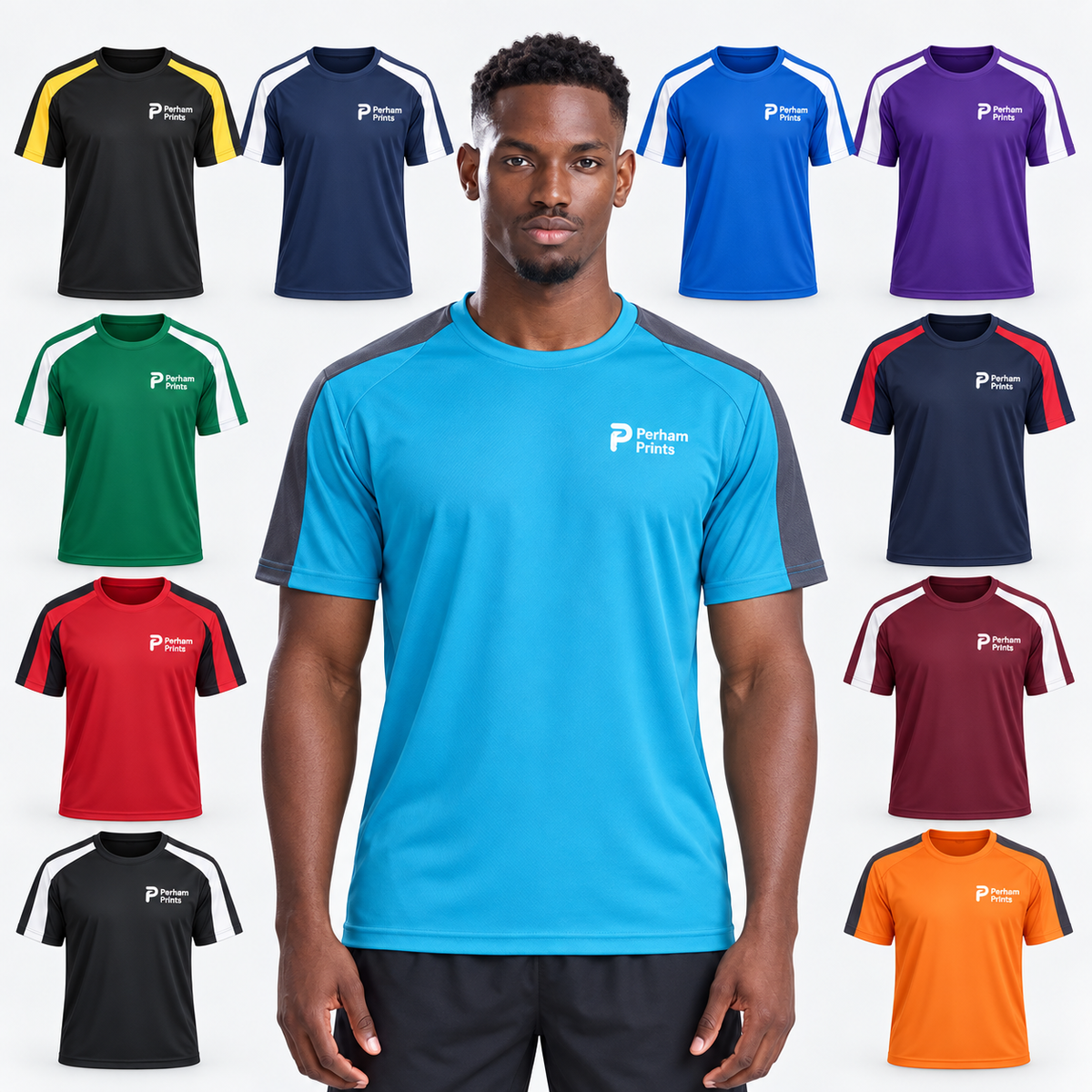 Custom Polyester Bulk Order JC003  AWDis Cool Contrast Wicking T-Shirts