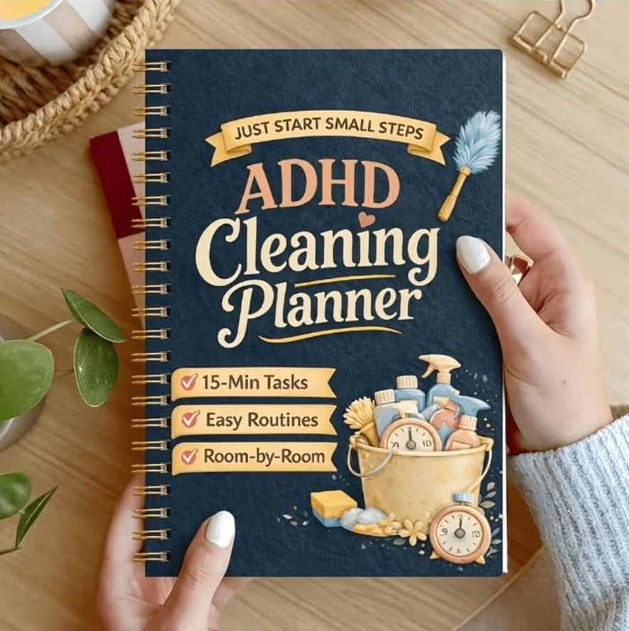 ADHD Cleaning Planner Note Book – 15-Minute Tasks, Easy Routines & Room-by-Room Organisation