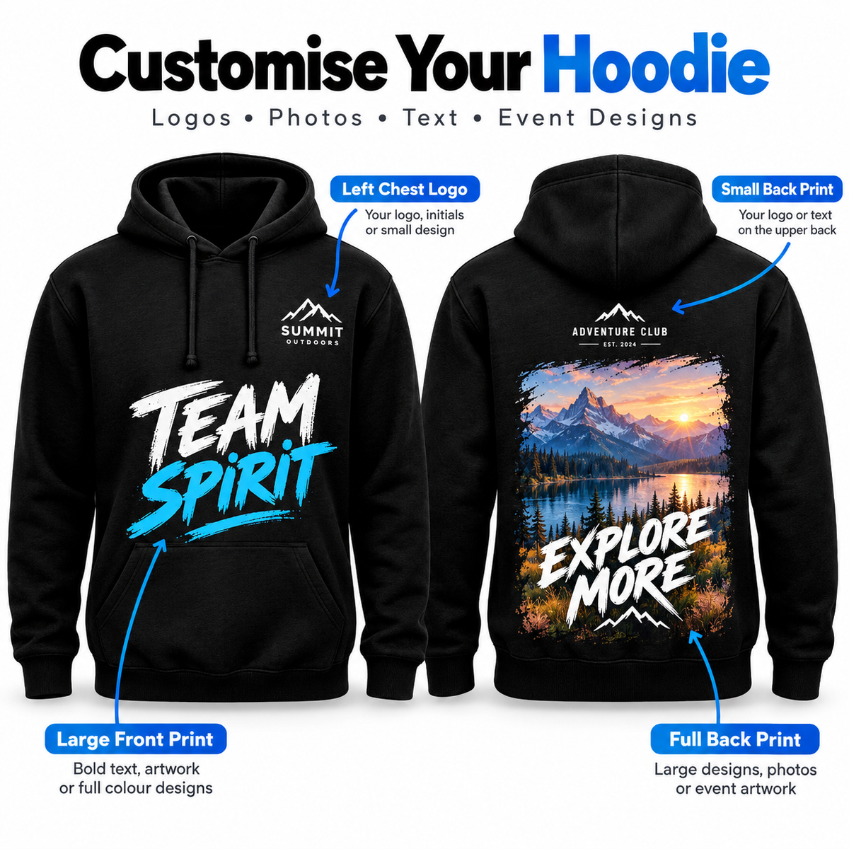 Personalised AWDis JH001 College Hoodie – Custom Printed Pullover Hoodie