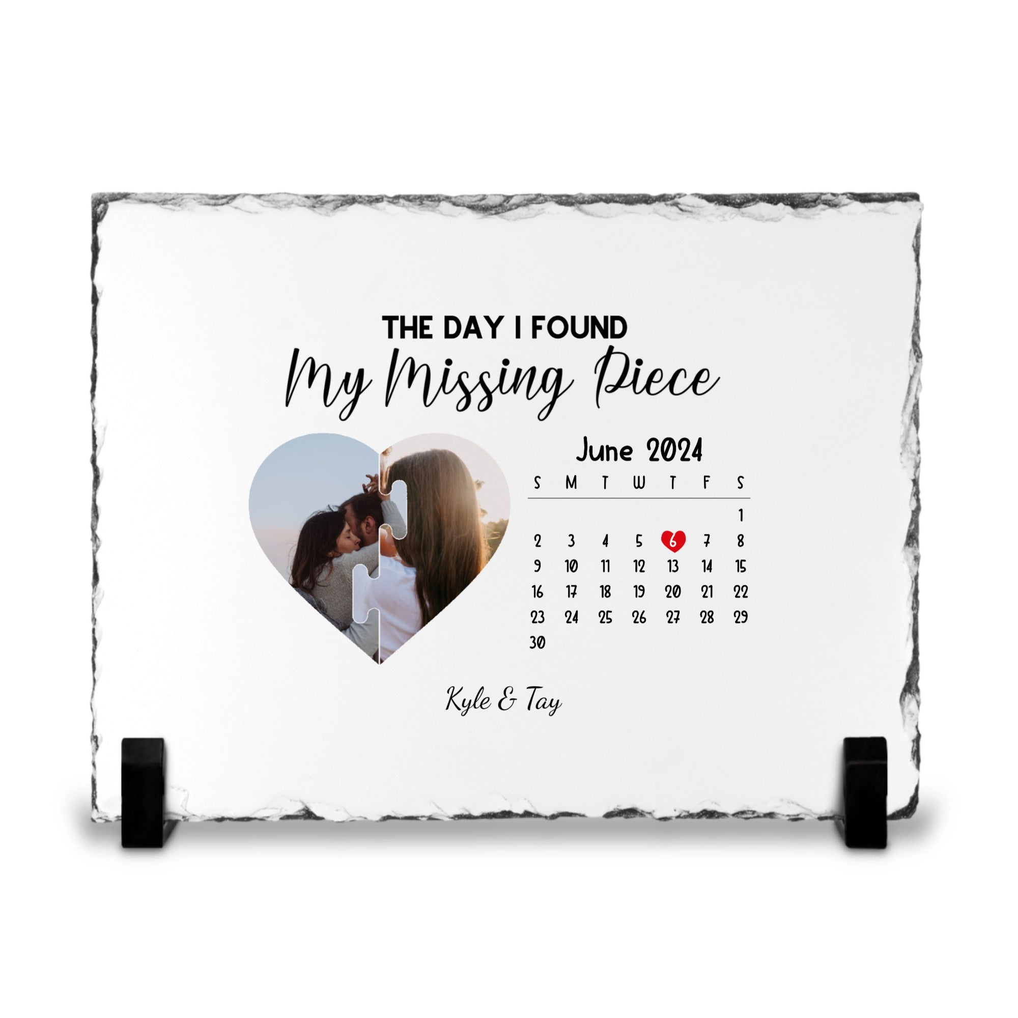 The Day I Found My Missing Piece Personalised Photo Slate Rectangle Customised Date