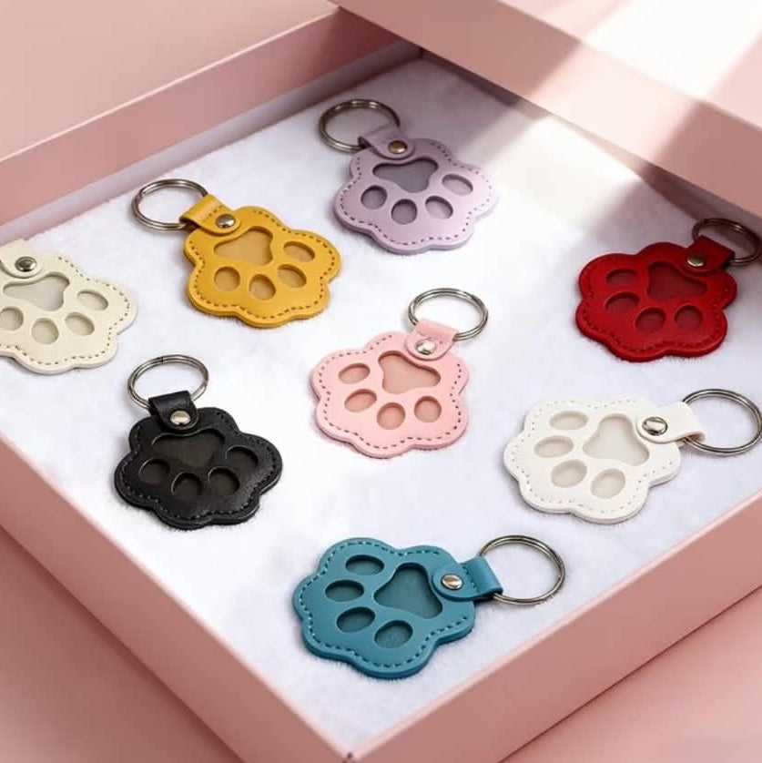 Pet Memorial Paw Print Keyring – Keepsake Holder for Pet Hair or Fur