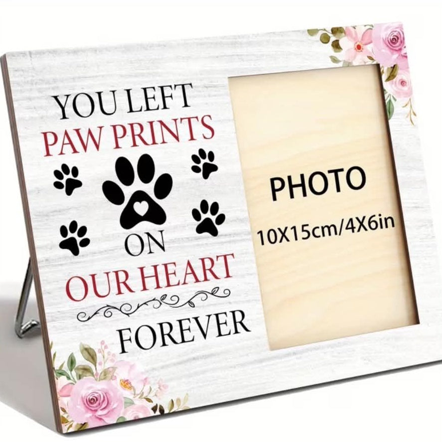 Pet Memorial Photo Frame – “You Left Paw Prints on Our Heart Forever”