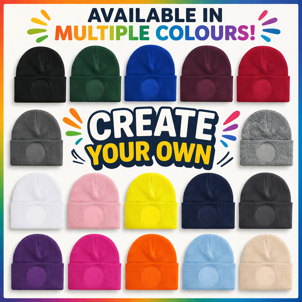 Fully Personalised Result Core Circle Patch Beanie Hat - All Colours