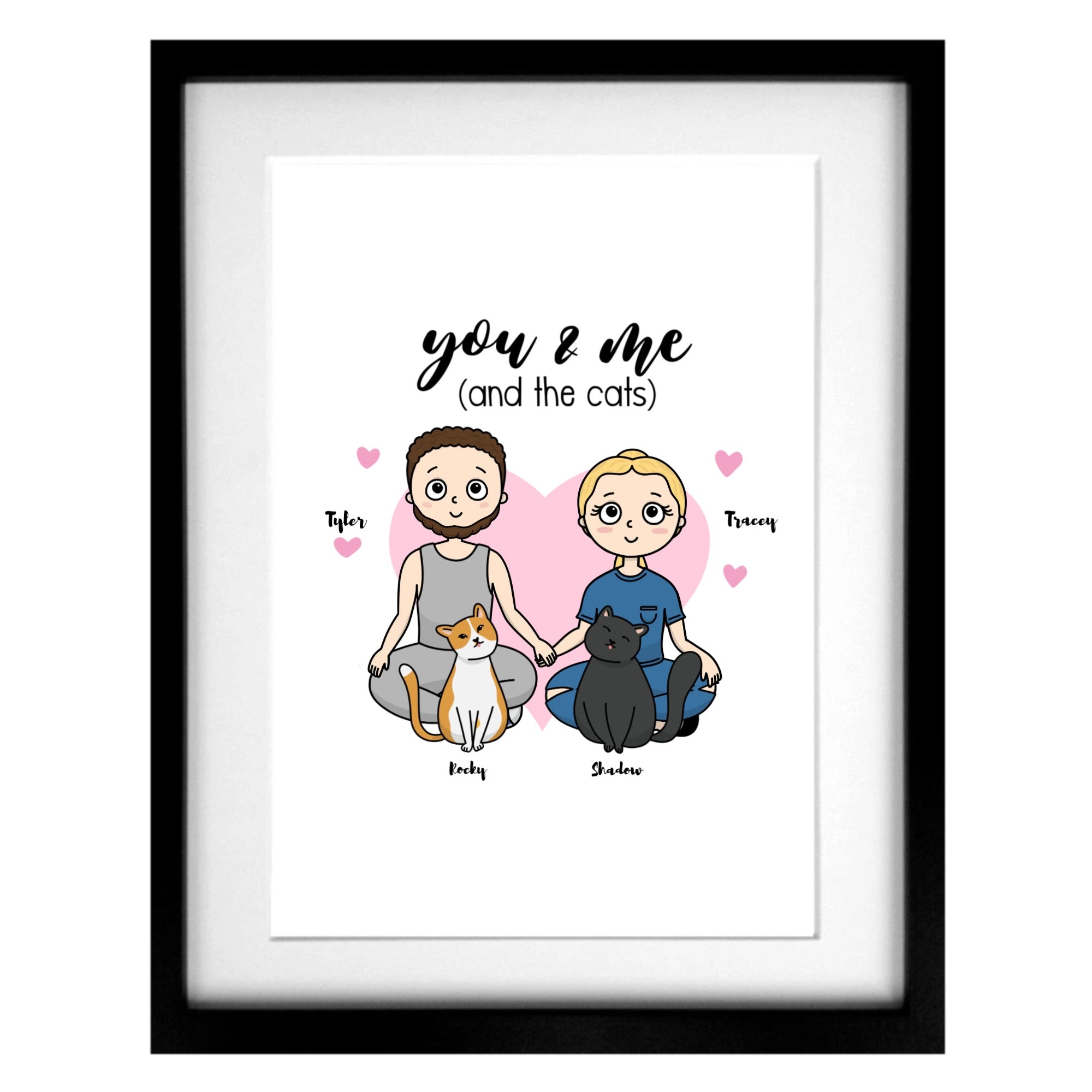 You & Me (and the cats) Personalised Character Frame