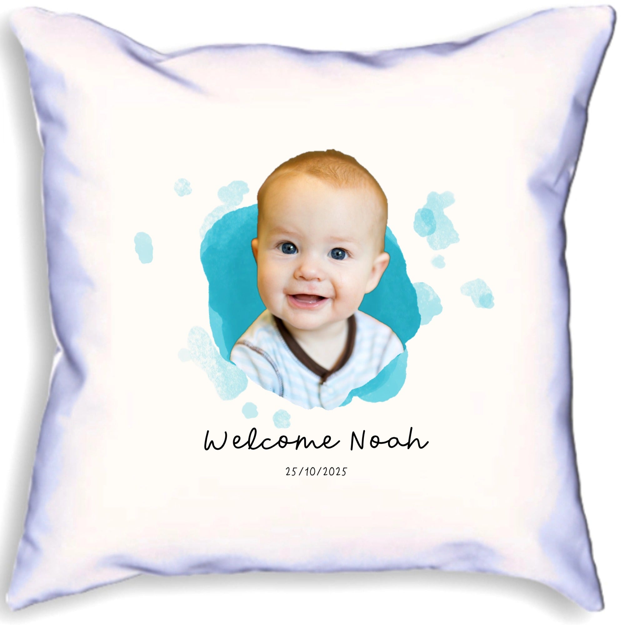 Welcome Custom Name Photo New Born Baby Cushion