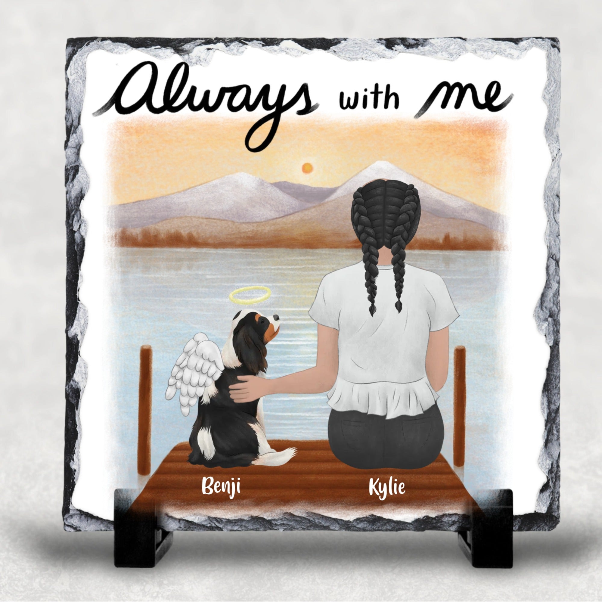 Always With Me Dog Memorial Angel Character Slate