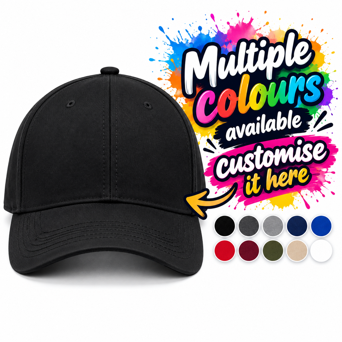 Personalised Beechfield 5 Panel Baseball Cap - Upload Your Logo and Add Text