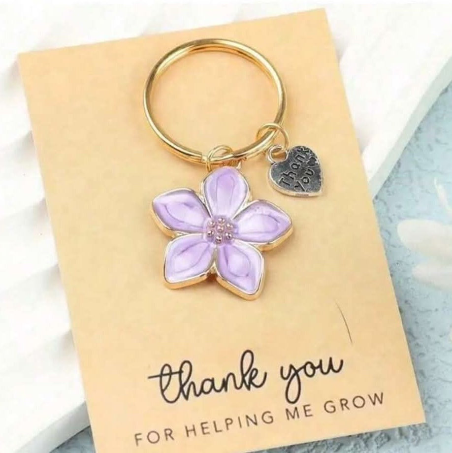 Thank You Flower Keyring – “Thank You for Helping Me Grow” Gift