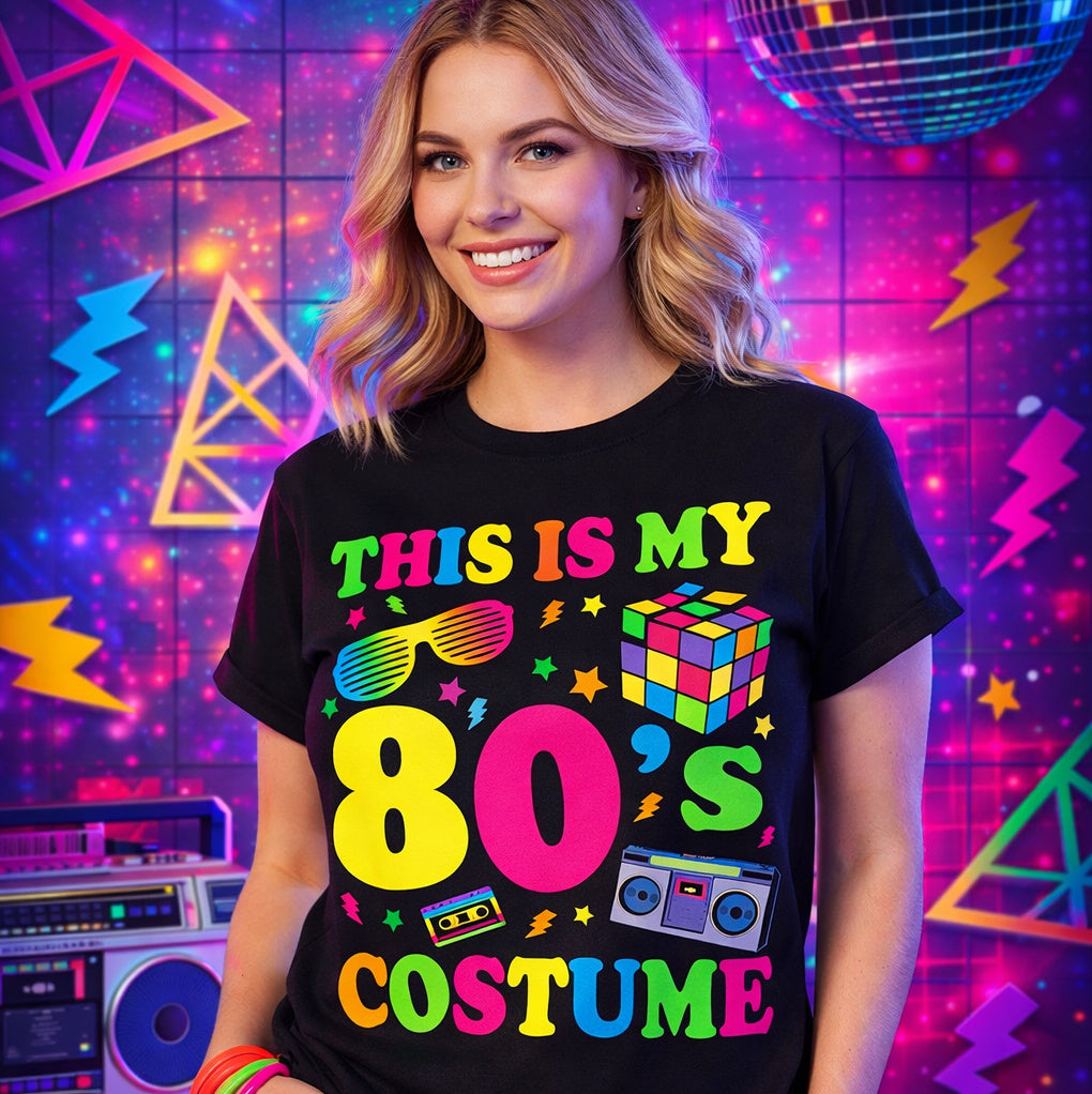 This Is My 80's Costume Black UNISEX Tshirt - Perham Prints