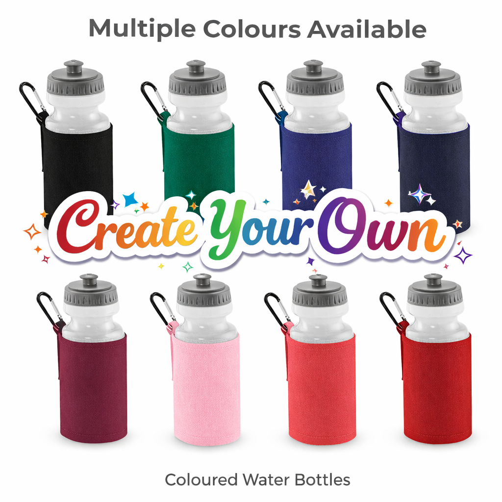 Fully Personalised Water Bottle and Holder - All Colours