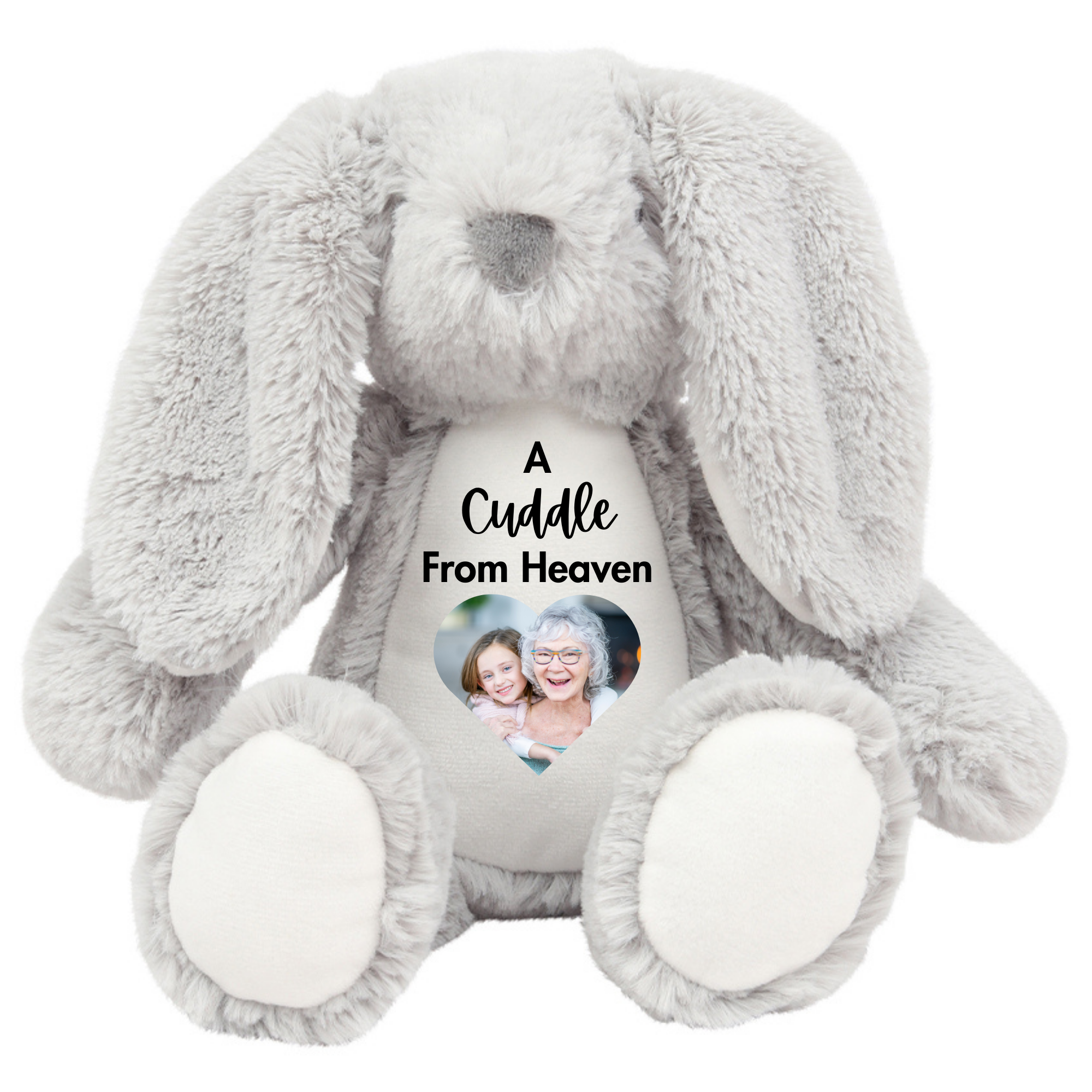 A Cuddle From Heaven Personalised Grey Bunny Rabbit Animal Teddy Floppy Ears Cuddle Toy