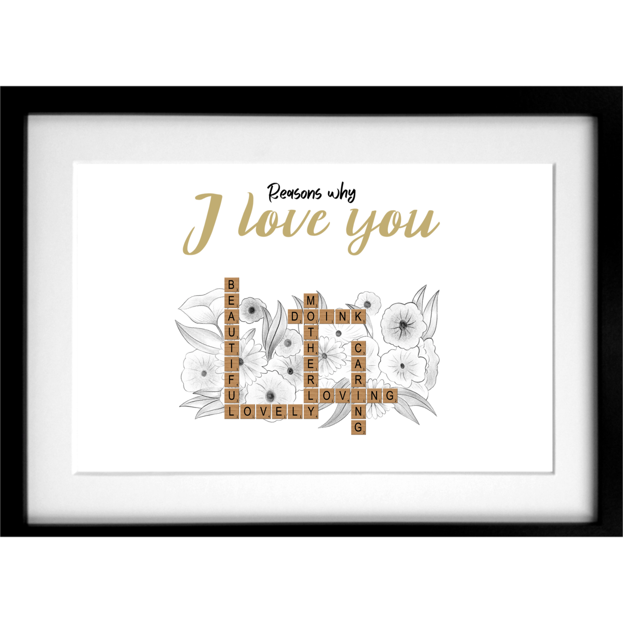 Scrabble Word Art Black Frame