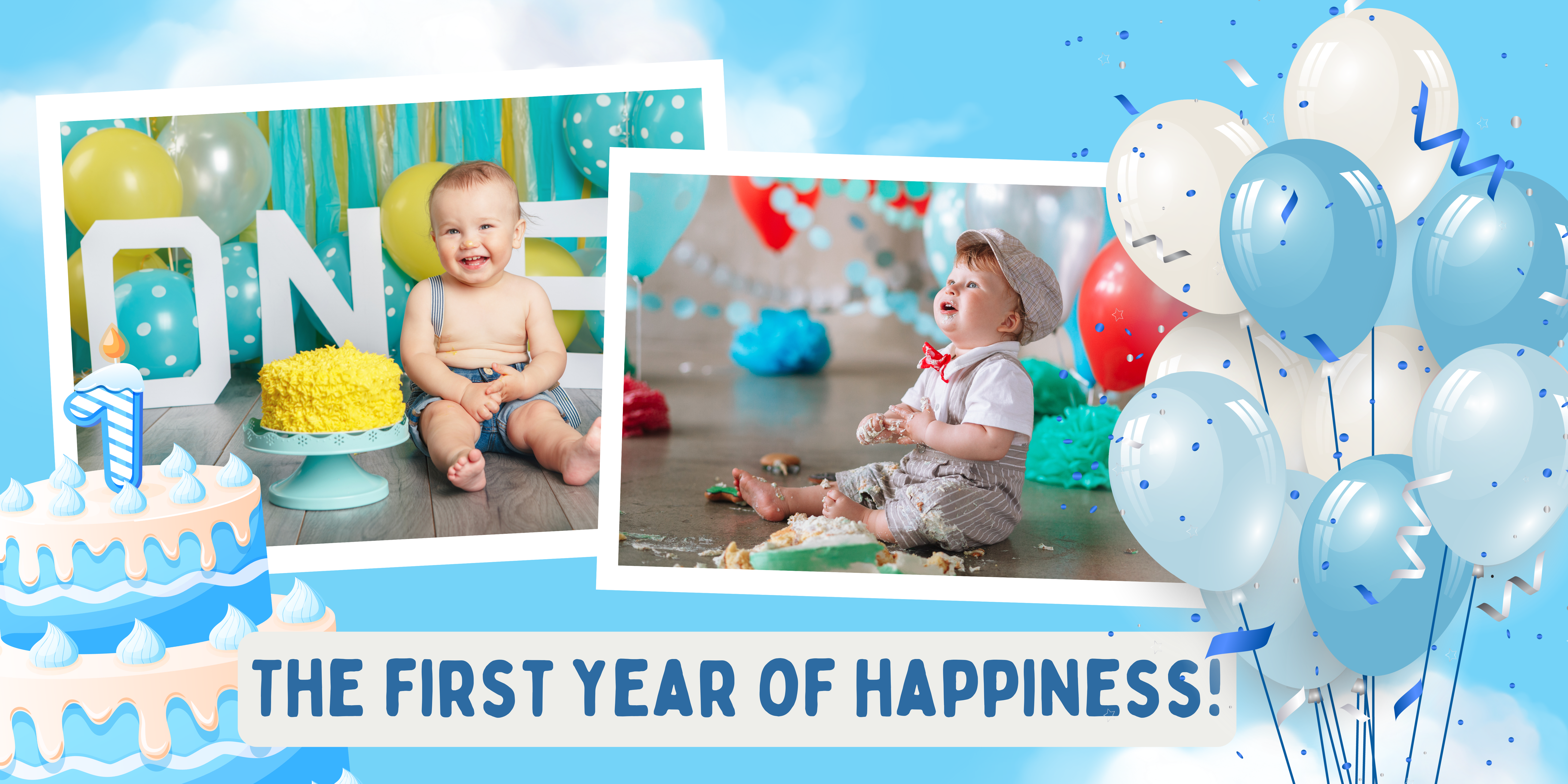 Indoor Banner The First Year Of Happiness Personalised Banner First Birthday
