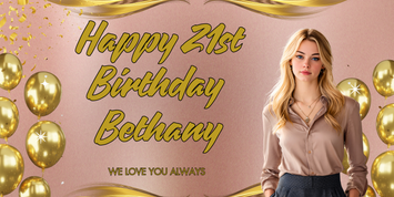Rose Gold Birthday Banner Upload Your Photo Custom Text - Perham Prints