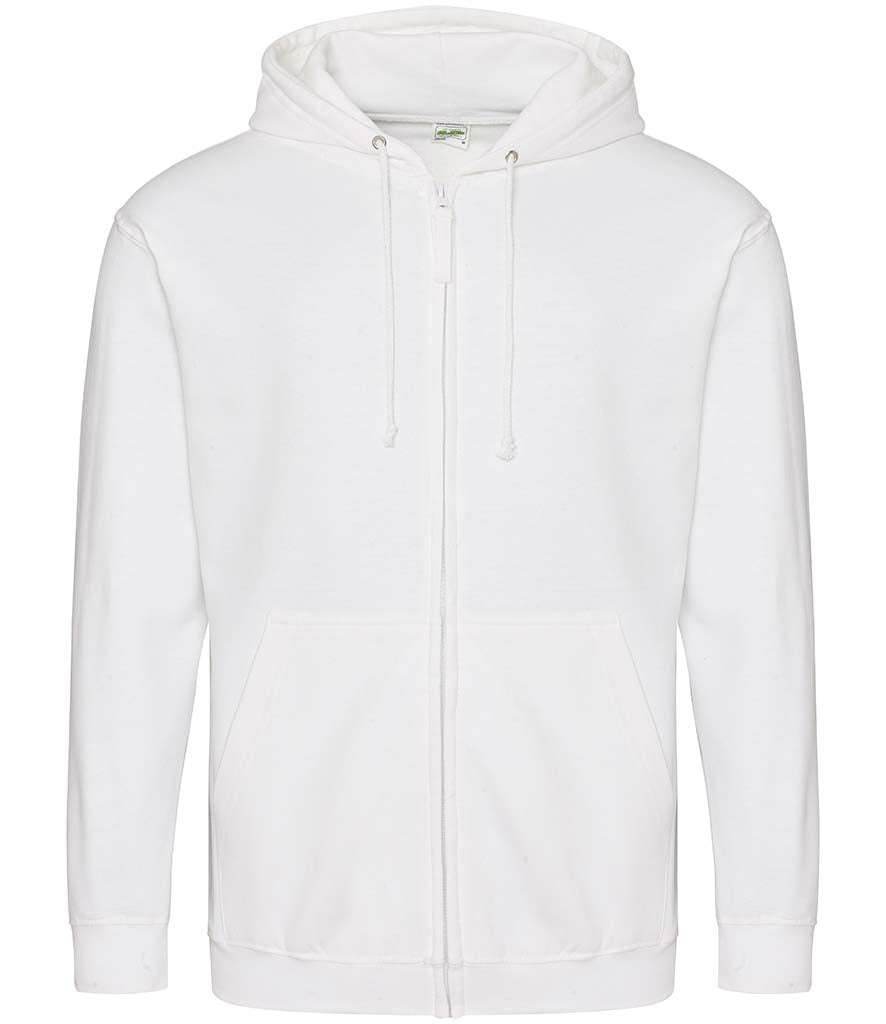 Fully Personalised White UNISEX Zip AWDis Hoodie - Create Your Design