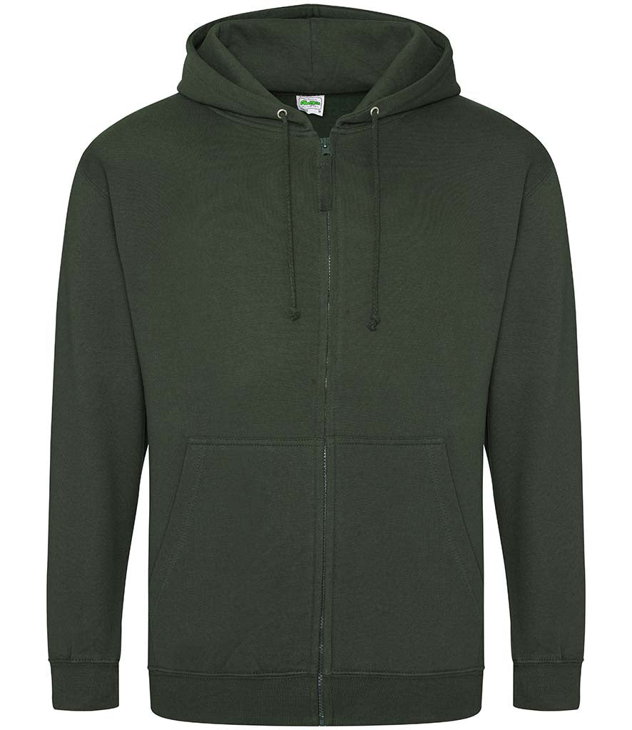 Fully Personalised Bottle Green UNISEX Zip AWDis Hoodie - Create Your Design