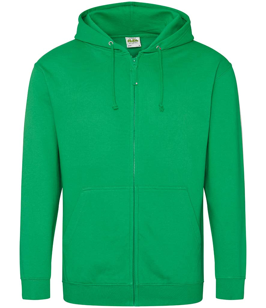 Fully Personalised Irish Green UNISEX Zip AWDis Hoodie - Create Your Design