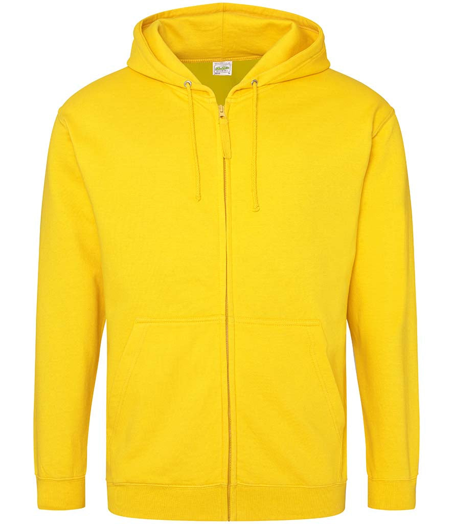 Fully Personalised Yellow UNISEX Zip AWDis Hoodie - Create Your Design