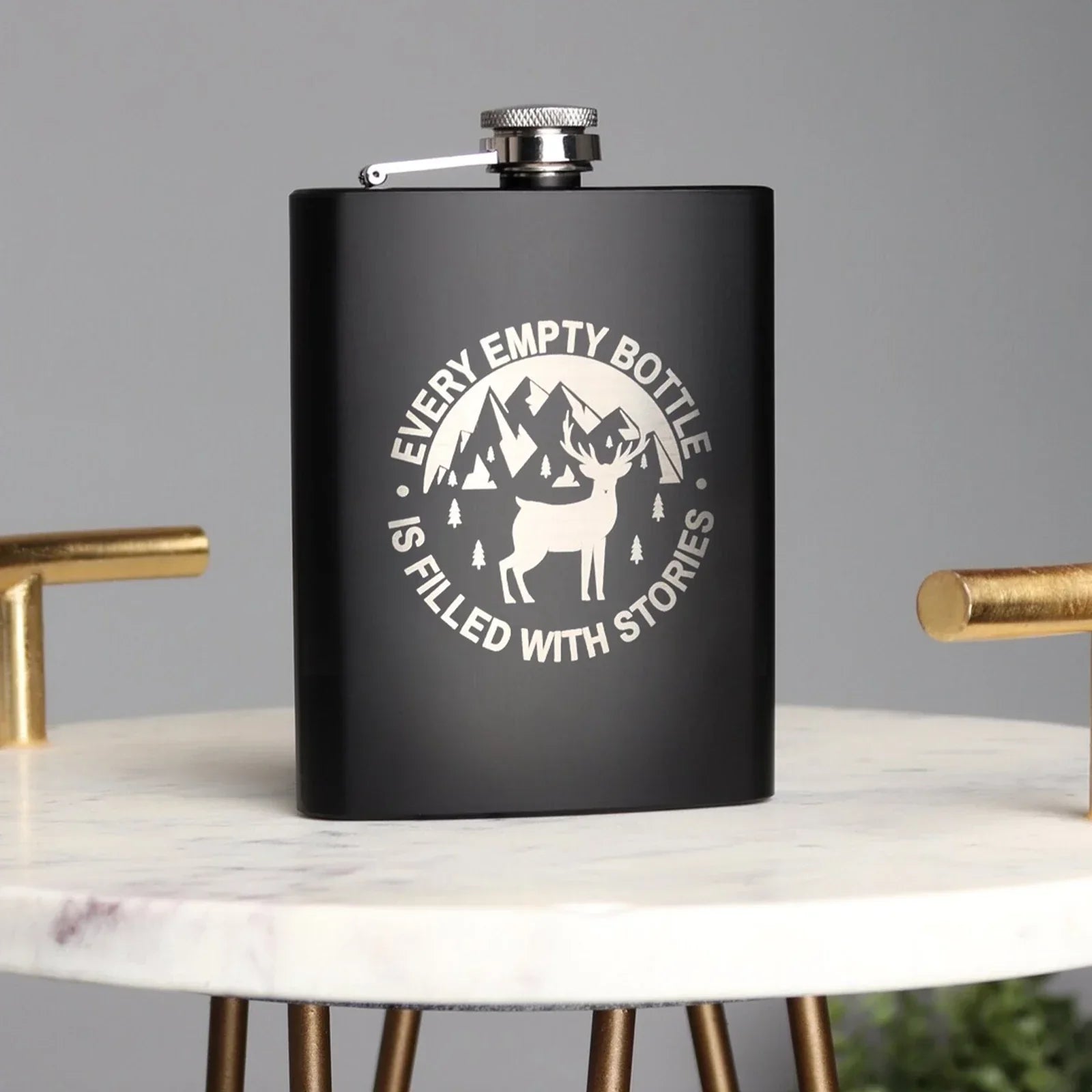 Stainless Steel Black Hip Flask (8oz) Engraved