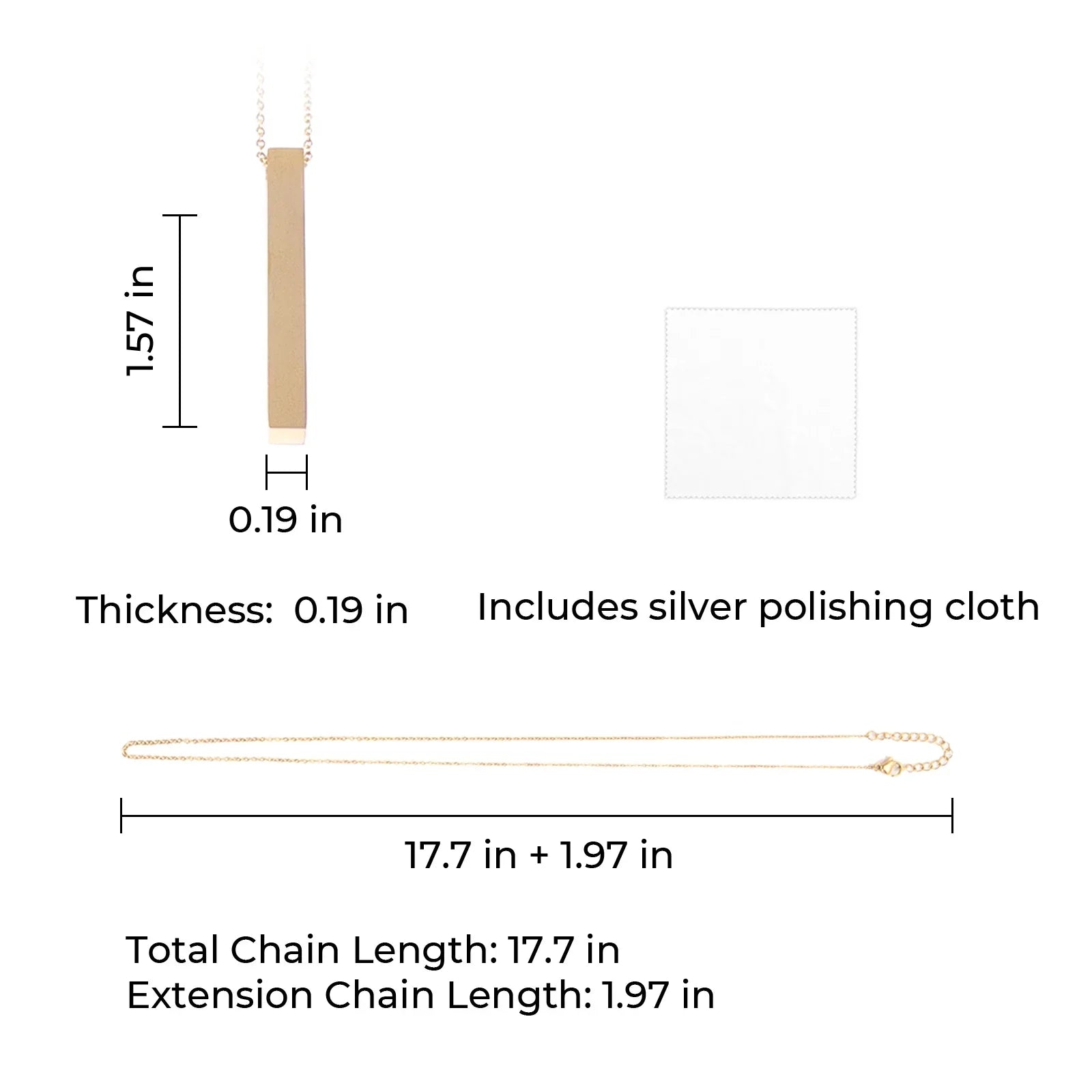 Stainless Steel Vertical Bar Necklace with custom text