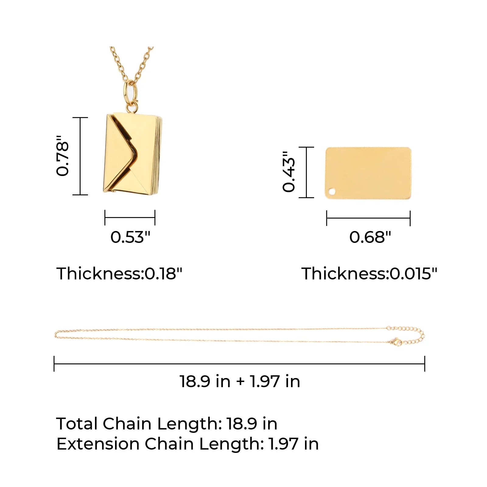 Stainless Steel Envelope Necklace
