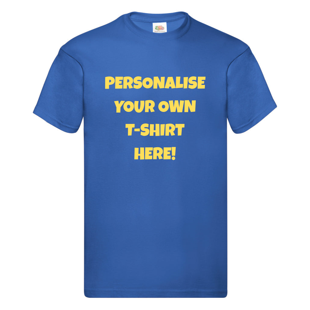 Fully Personalised Royal Blue UNISEX Tshirt - Create Your Design - Perham Prints