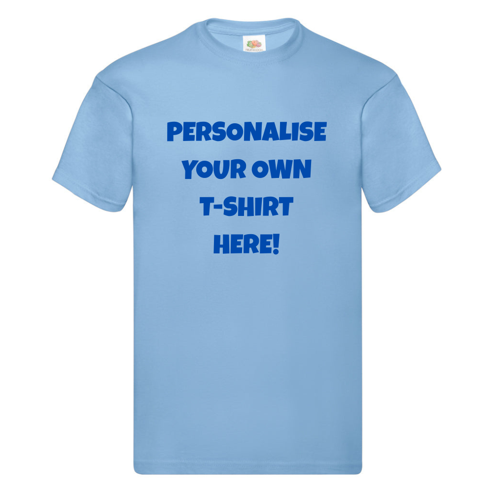 Fully Personalised Light Blue UNISEX Tshirt - Create Your Design - Perham Prints