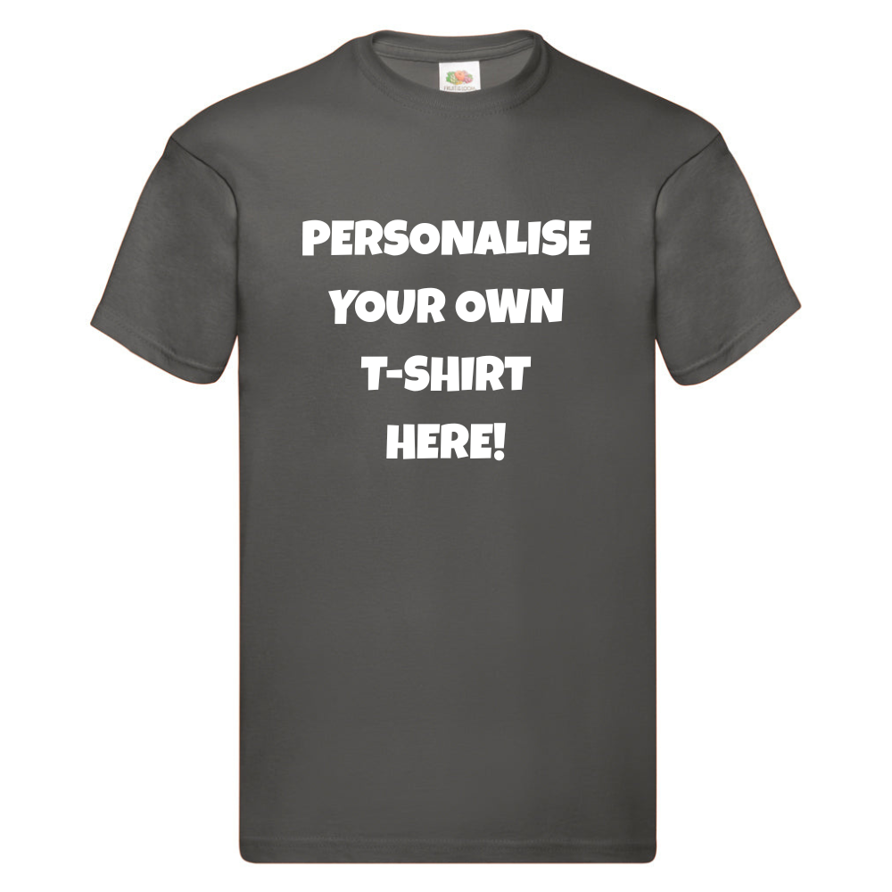 Fully Personalised Charcoal Grey UNISEX Tshirt - Create Your Design - Perham Prints