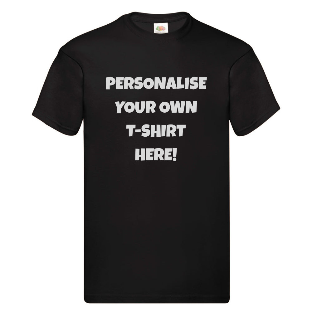 Fully Personalised Black UNISEX Tshirt - Create Your Design - Perham Prints