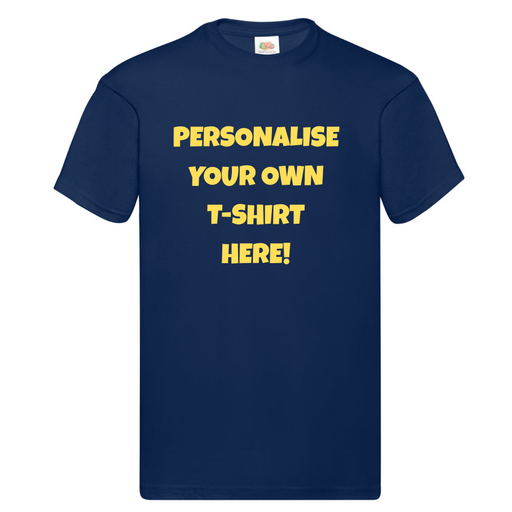 Fully Personalised Navy Blue UNISEX Tshirt - Create Your Design - Perham Prints