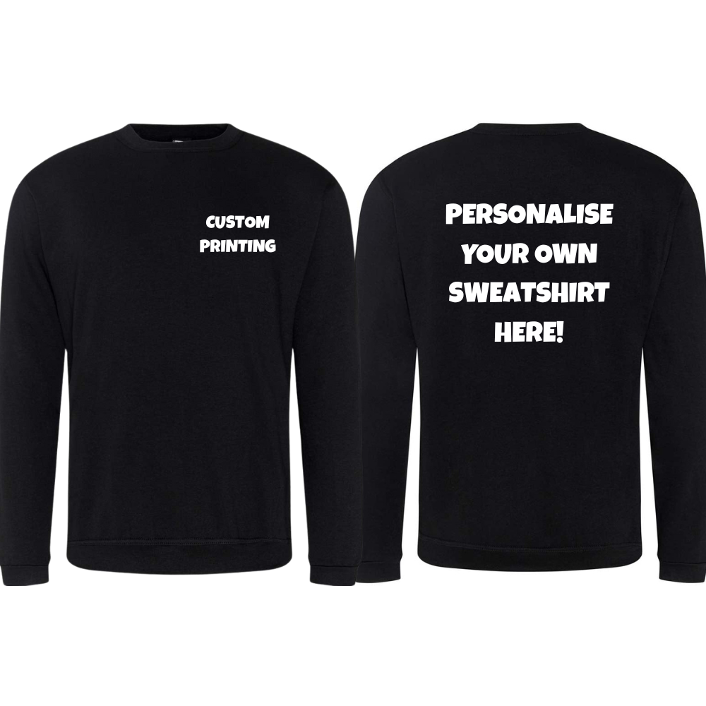 Fully Personalised Black UNISEX AWDis Sweatshirt Jumper - Perham Prints