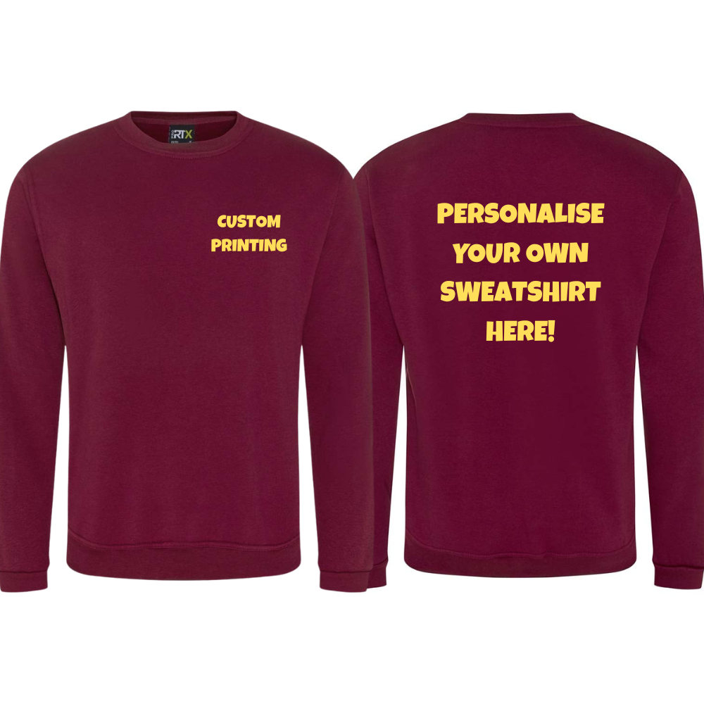 Fully Personalised Burgundy UNISEX AWDis Sweatshirt Jumper