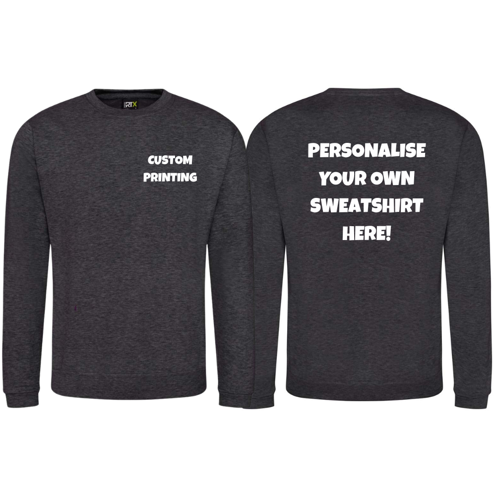 Fully Personalised Charcoal Grey UNISEX AWDis Sweatshirt Jumper - Perham Prints