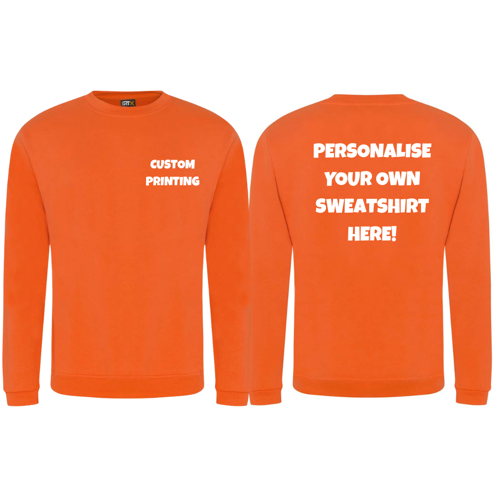 Fully Personalised Orange UNISEX AWDis Sweatshirt Jumper
