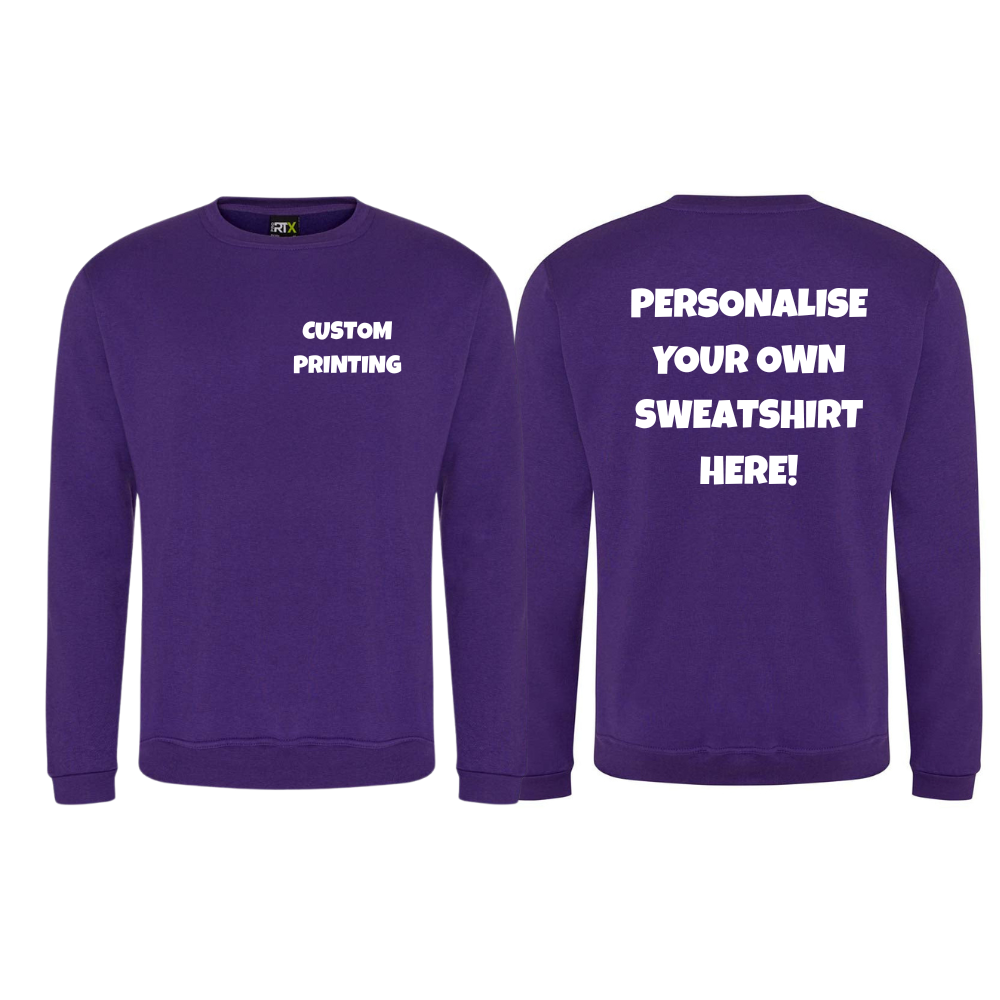 Fully Personalised Purple UNISEX AWDis Sweatshirt Jumper