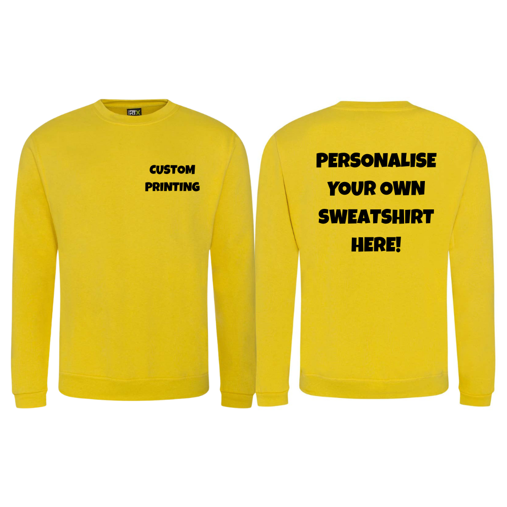 Fully Personalised Yellow UNISEX AWDis Sweatshirt Jumper