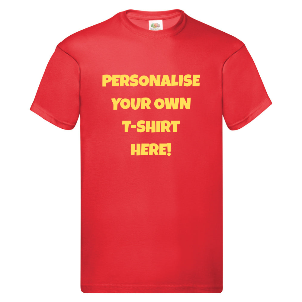 Fully Personalised Red UNISEX Tshirt - Create Your Design - Perham Prints