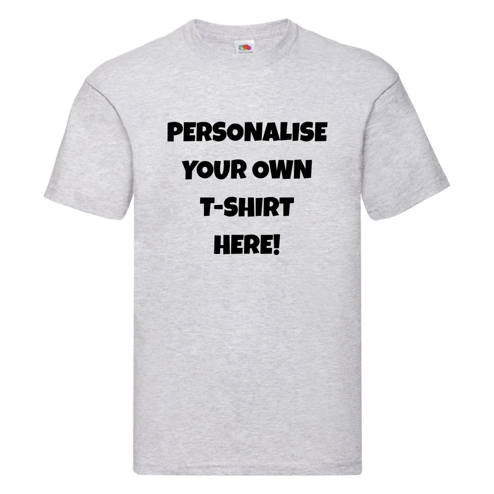 Fully Personalised Sports Grey UNISEX Tshirt - Create Your Design - Perham Prints