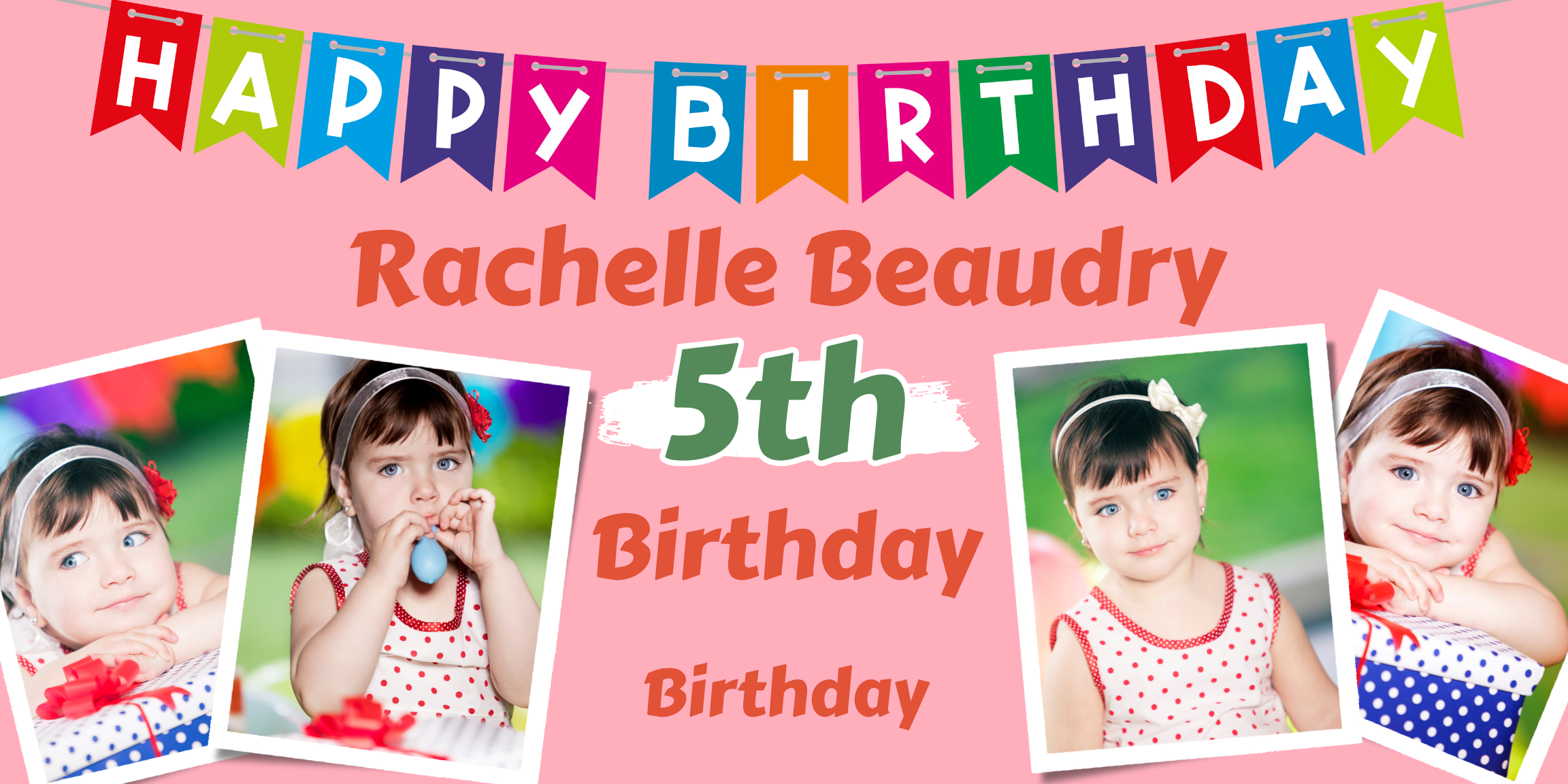 Happy 5th Birthday Personalised Indoor Photo Banner