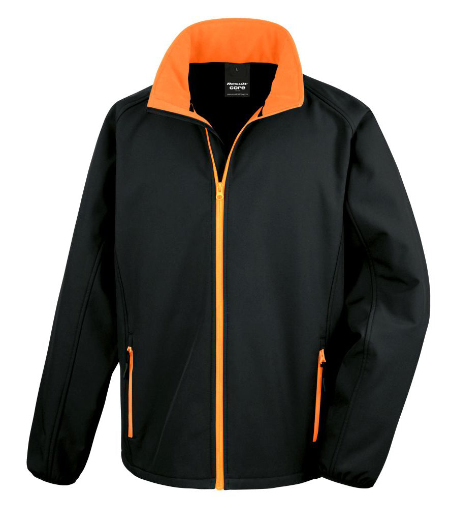 Fully Personalised Black & Orange Unisex Result Core Printable Soft Shell Jacket
