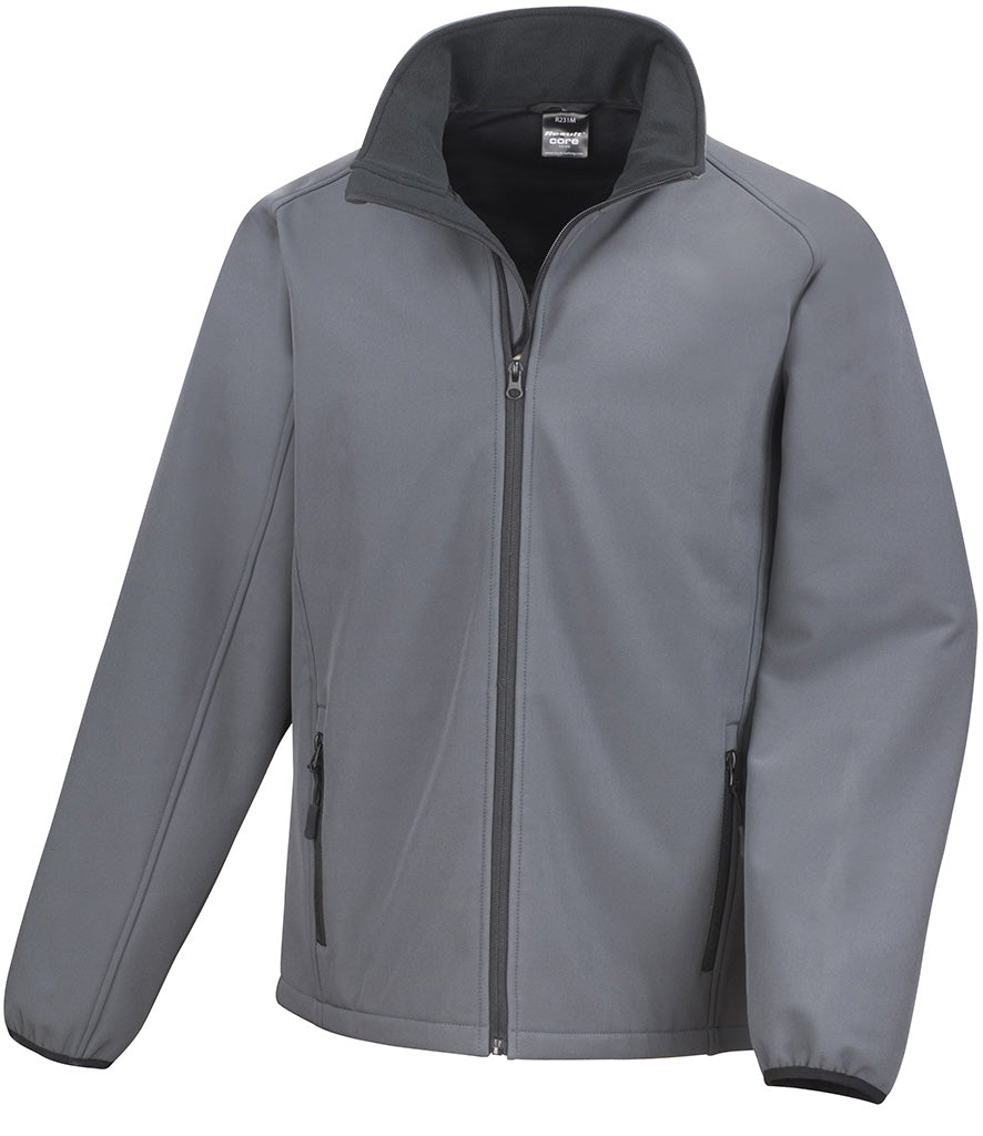 Fully Personalised Charcoal Grey & Black Unisex Result Core Printable Soft Shell Jacket