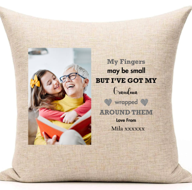 My Fingers May Be Small But I've Got My NAME Wrapped Around Them Personalised Photo Cushion