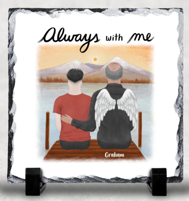 Always With Me Human Memorial Angel Character Slate - Perham Prints