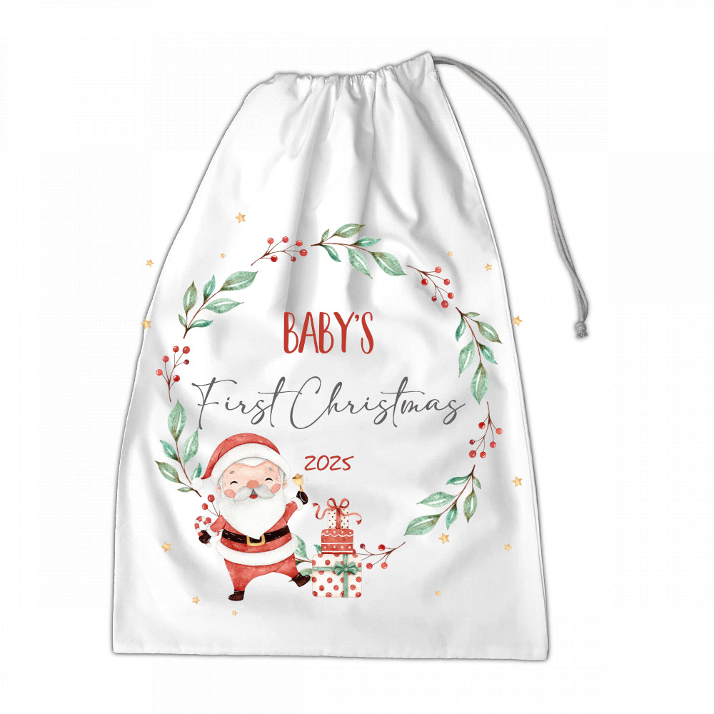 Personalised Santa Sack XLarge 50x70cm Baby's First Christmas - Perham Prints