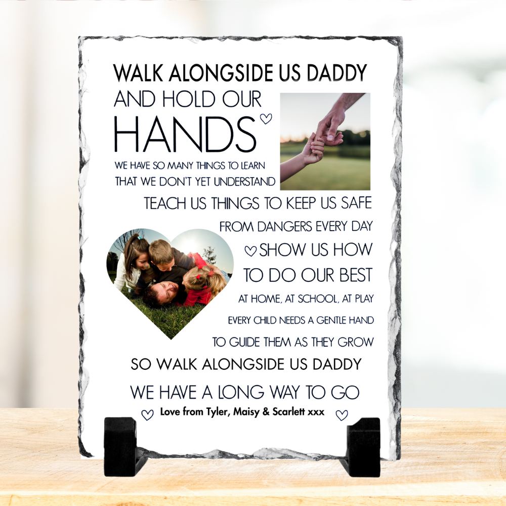 Personalised Walk Alongside Me Daddy Poem Personalised Photo Slate