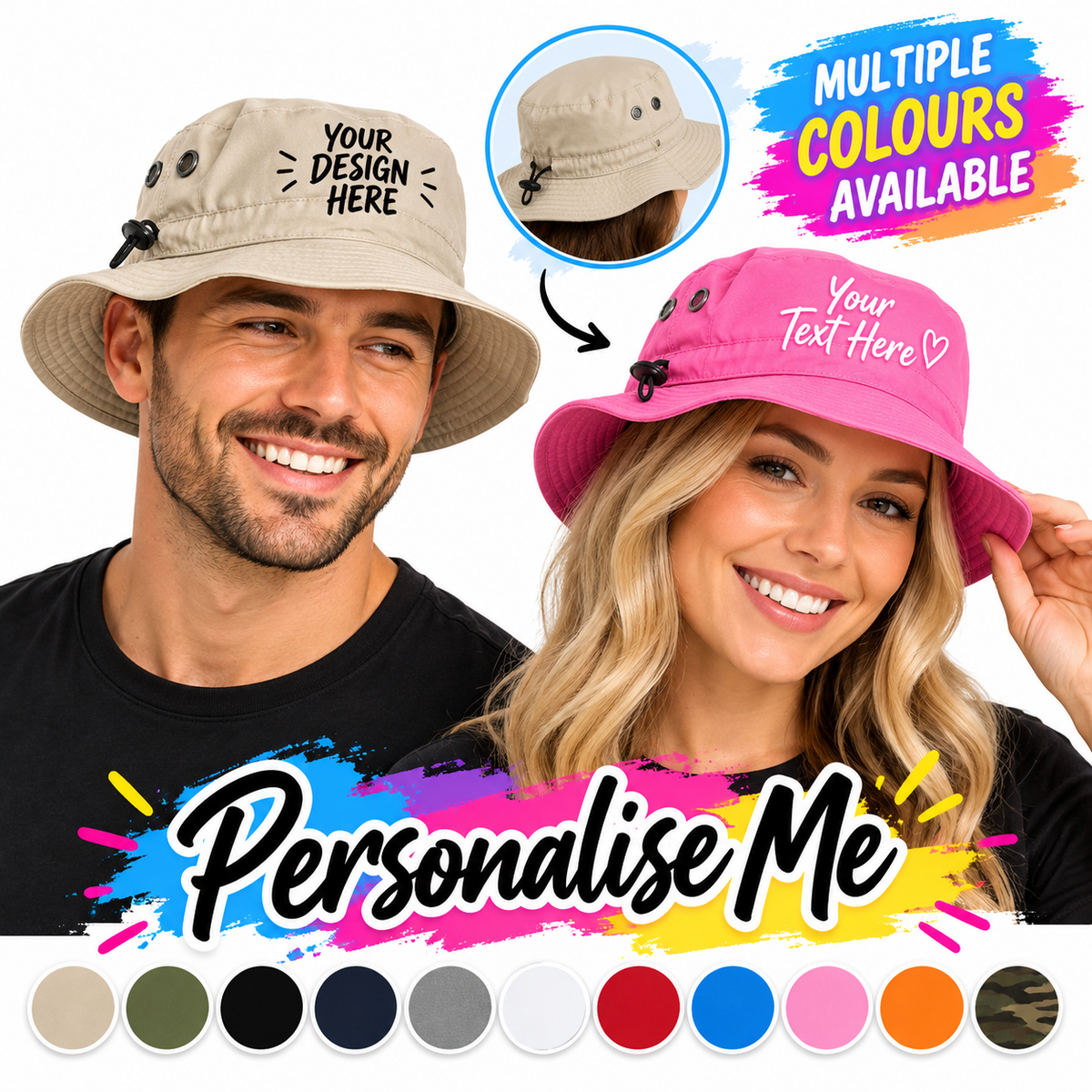 Fully Personalised Beechfield Cargo Bucket Hat - All Colours