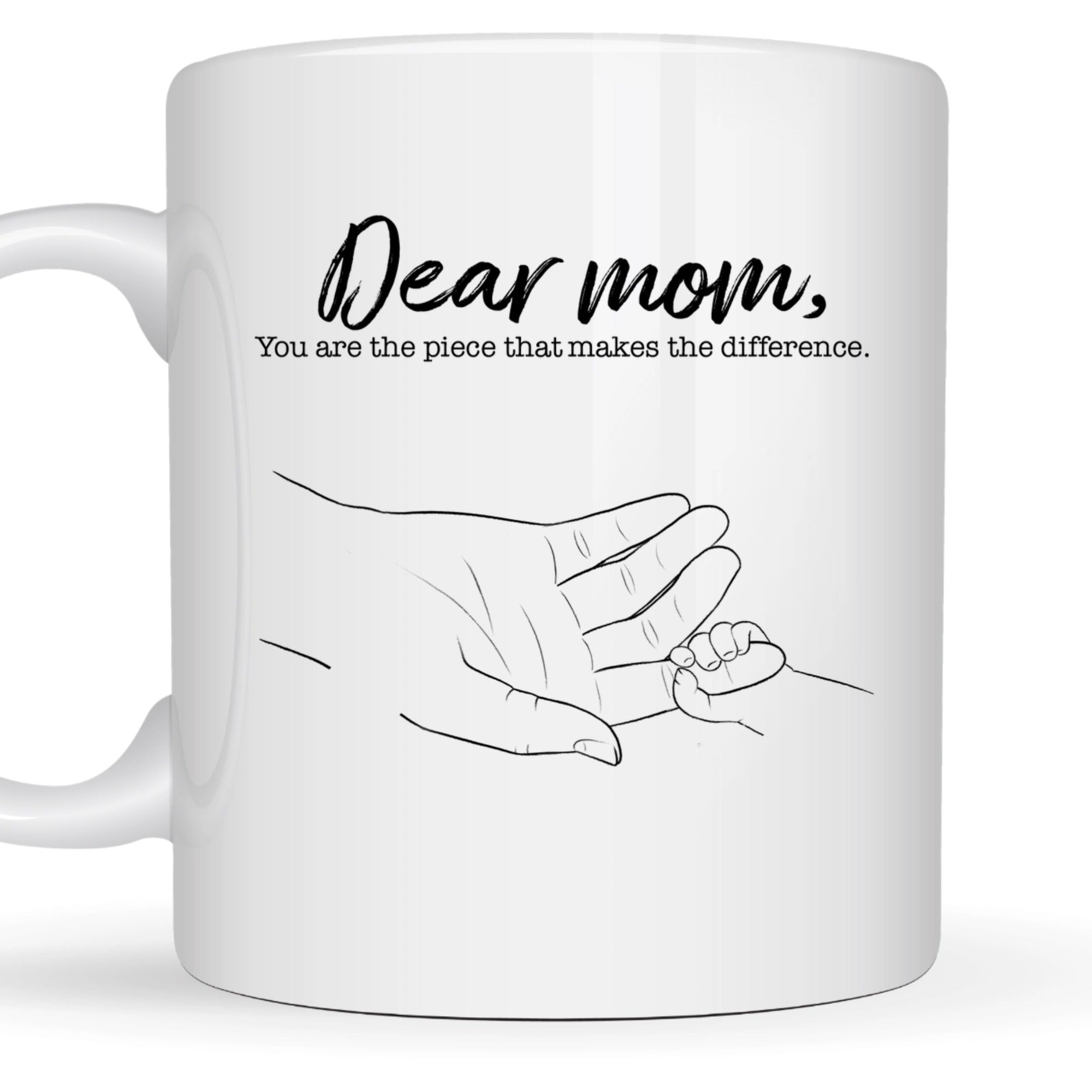 Dear Mom Personalised Hand Holding Silhouette Up To 5 Custom Names Mug